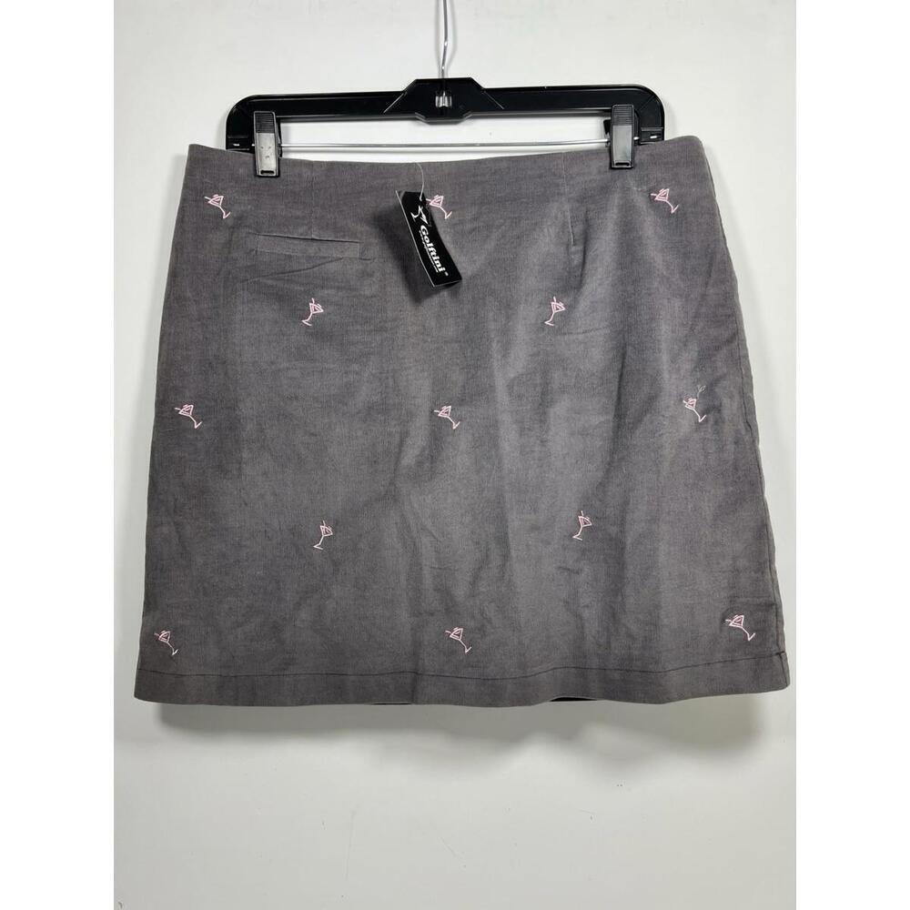 Golftini Vegas Skirt With Martini Embroidery  Gray Corduroy Women’s Size 10